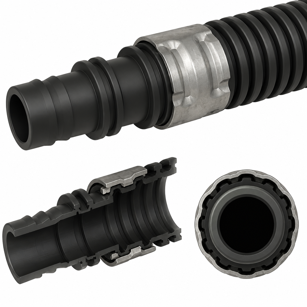 AIdeator concept render for Crimp Sleeve Over Corrugated Tube